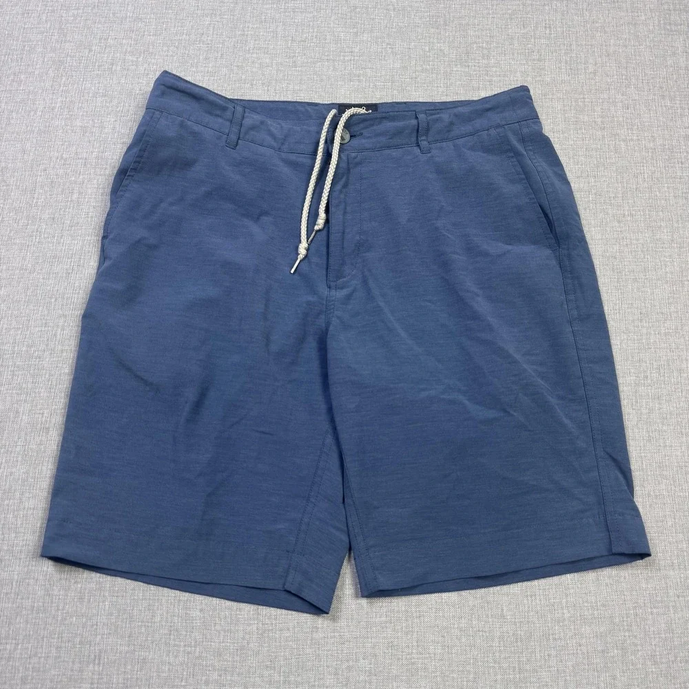 Faherty Belt Loop All Day Shorts Mens 34 Blue Cotton Blend Drawstring Flat Front